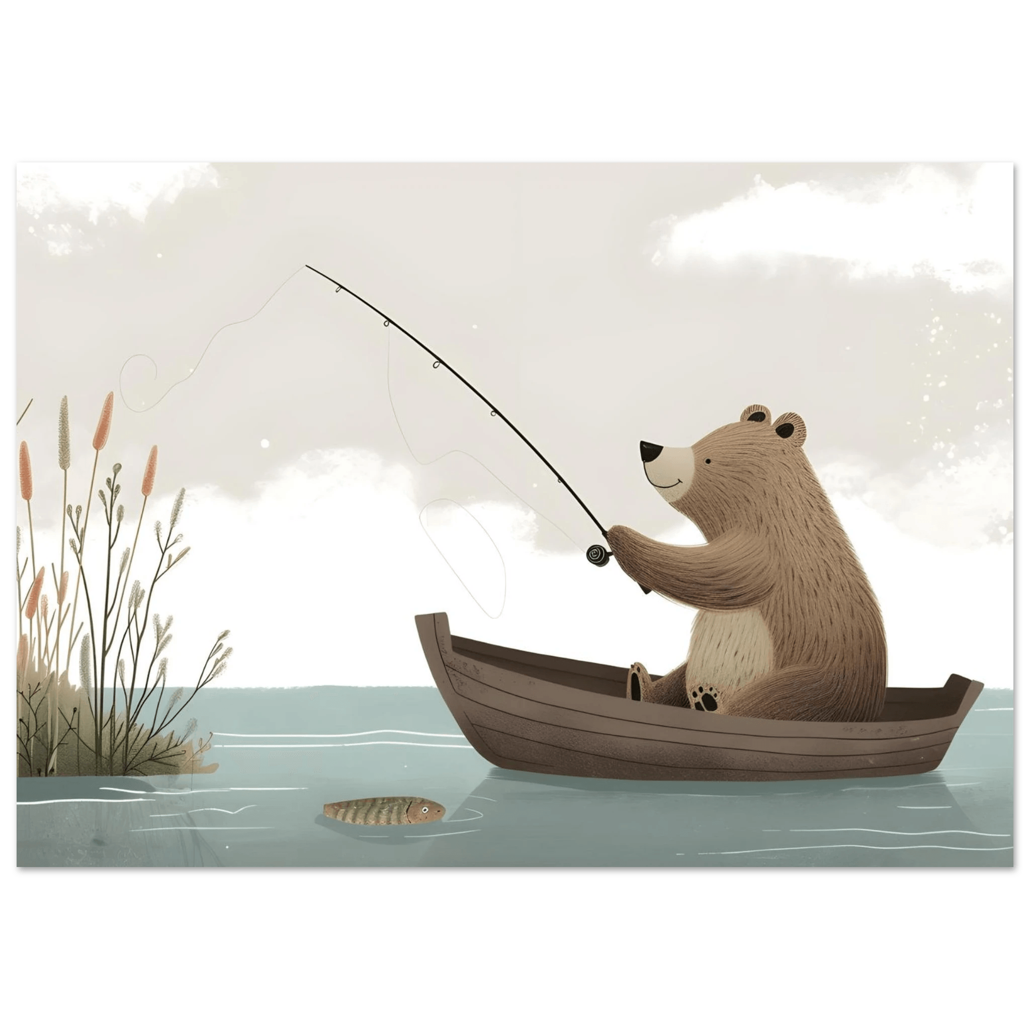 Fishing Teddy Bear - Poster - Arthena