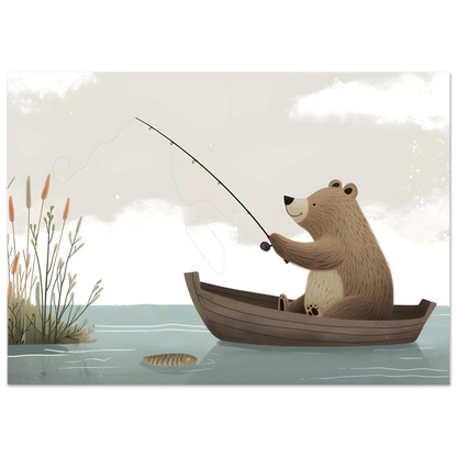 Fishing Teddy Bear - Poster - Arthena