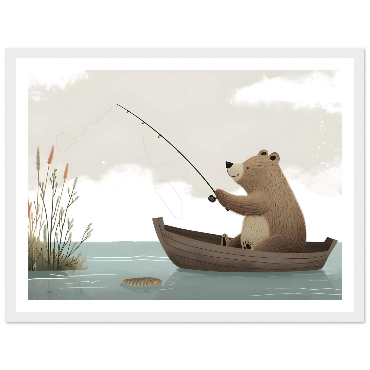 Fishing Teddy Bear - Poster - Arthena