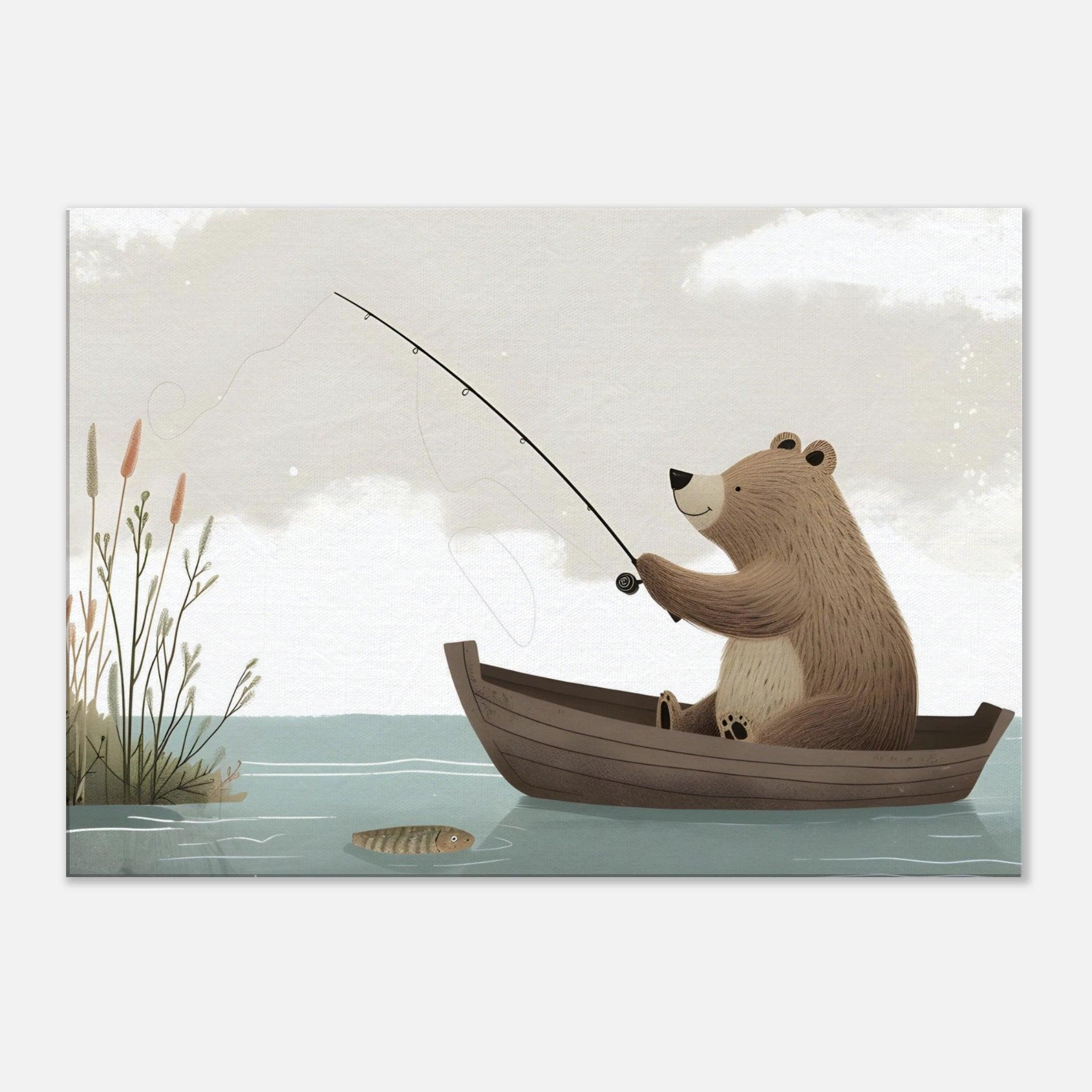 Fishing teddy bear - Canvas - Arthena