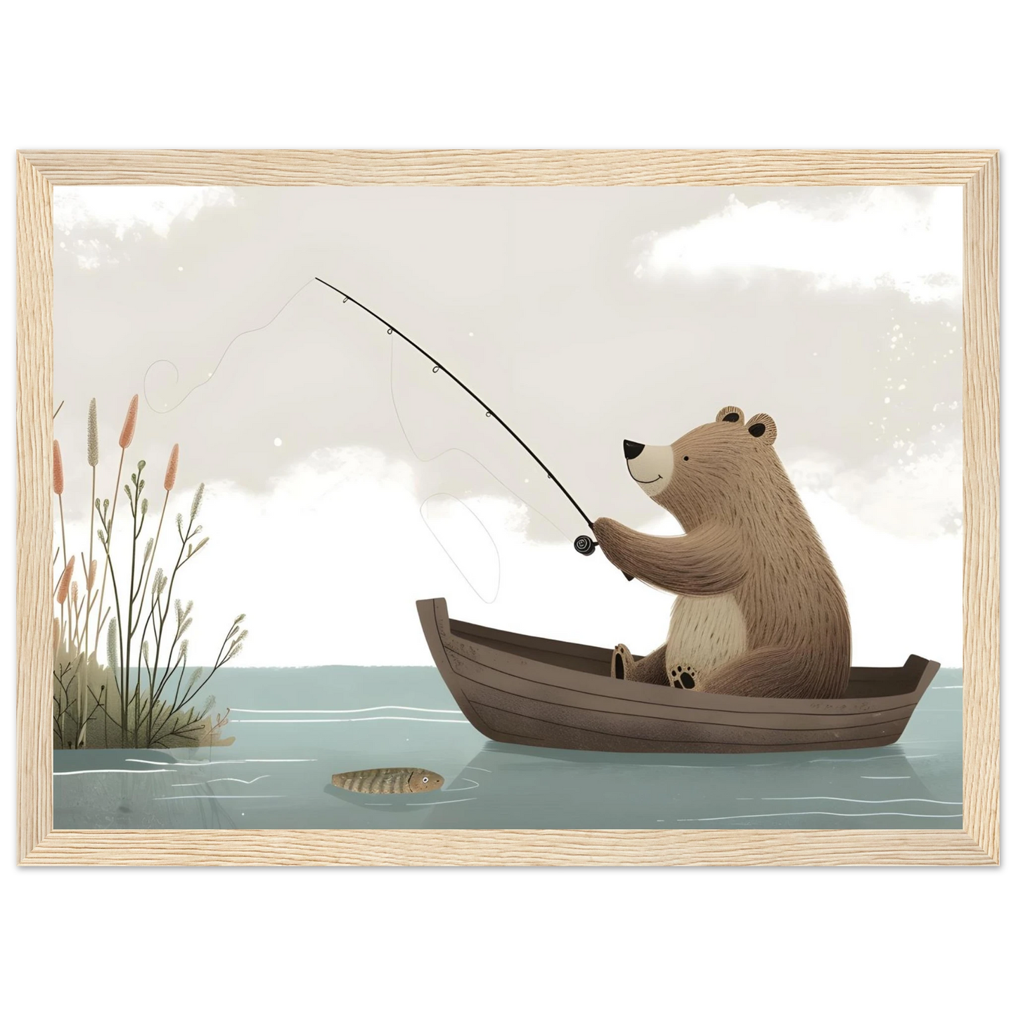 Fishing Teddy Bear - Poster - Arthena