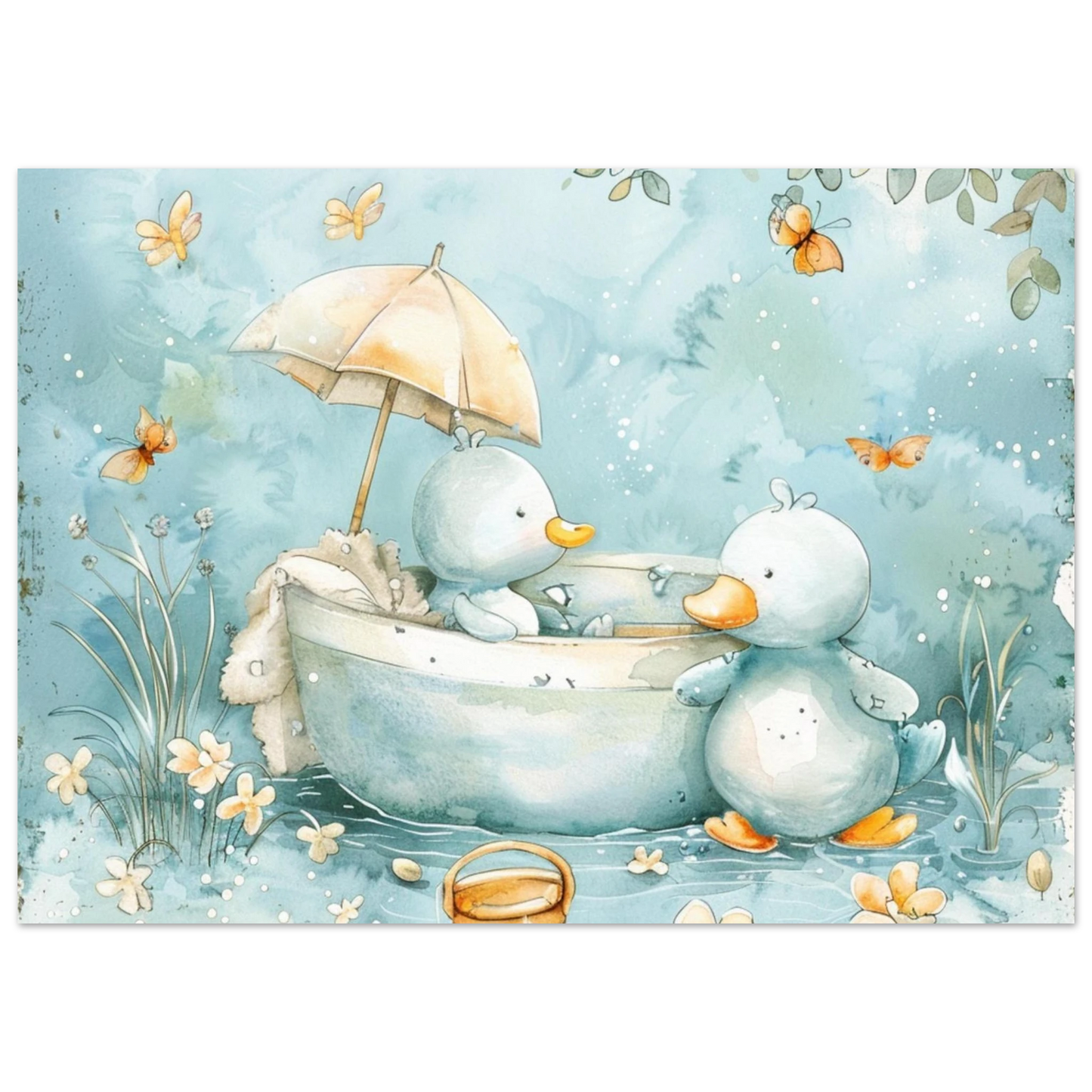 Bathing Ducks - poster - Arthena
