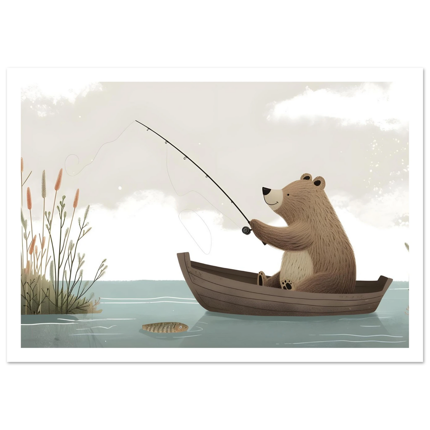 Fishing Teddy Bear - Poster - Arthena