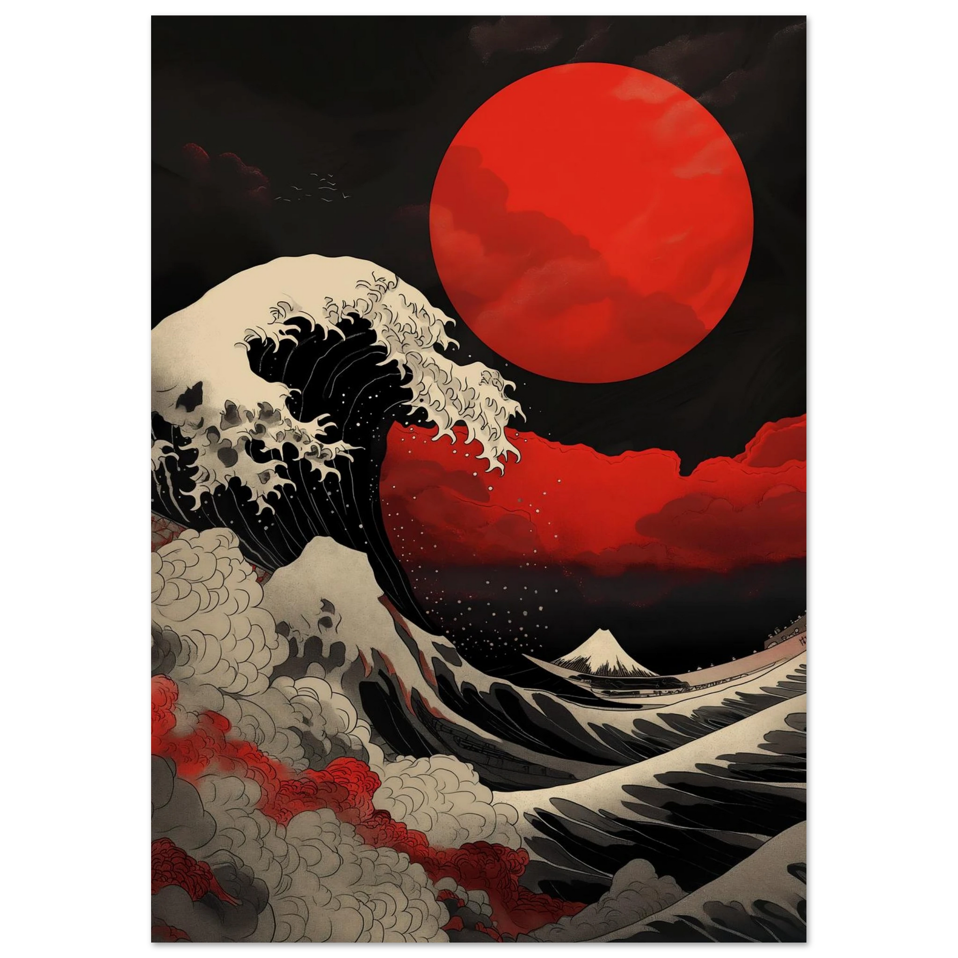 Red Sun over Turbulent Seas - Poster - Arthena