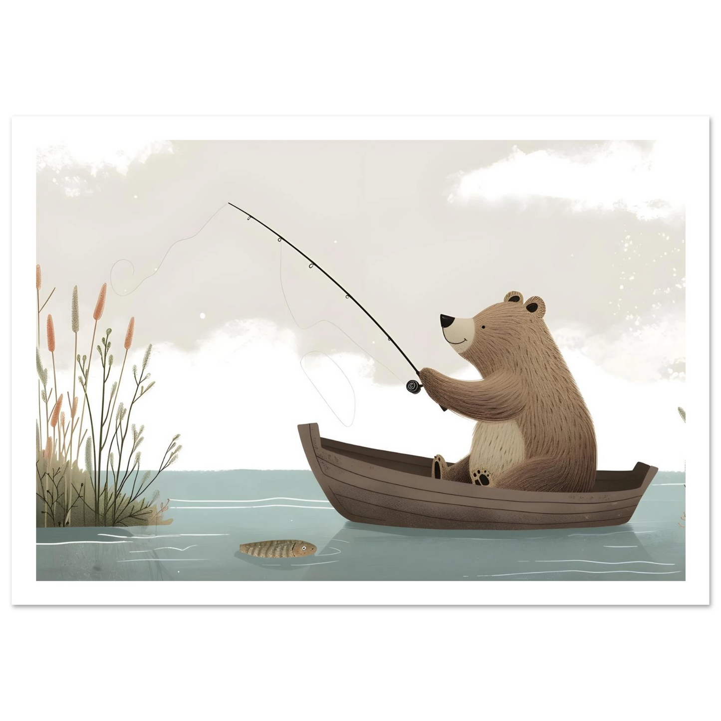 Fishing Teddy Bear - Poster - Arthena