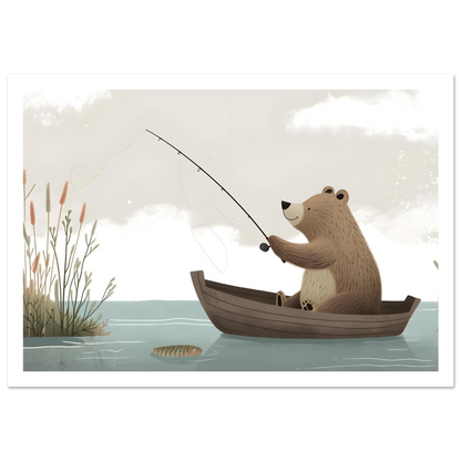 Fishing Teddy Bear - Poster - Arthena