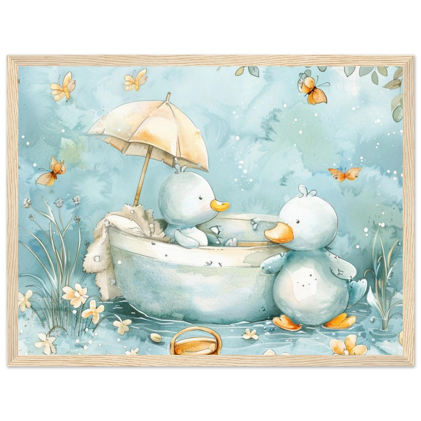 Bathing Ducks - poster - Arthena