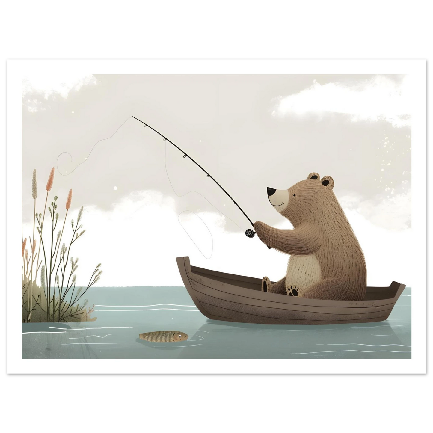 Fishing Teddy Bear - Poster - Arthena