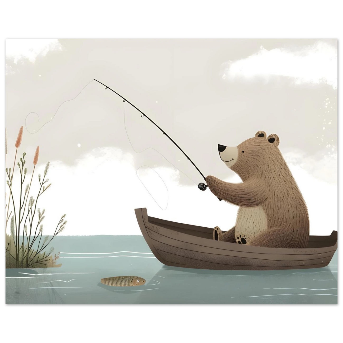 Fishing Teddy Bear - Poster - Arthena