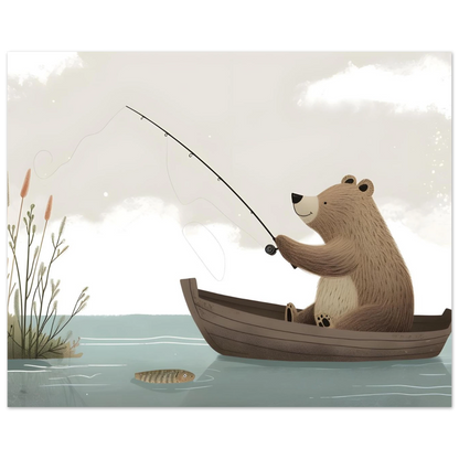 Fishing Teddy Bear - Poster - Arthena