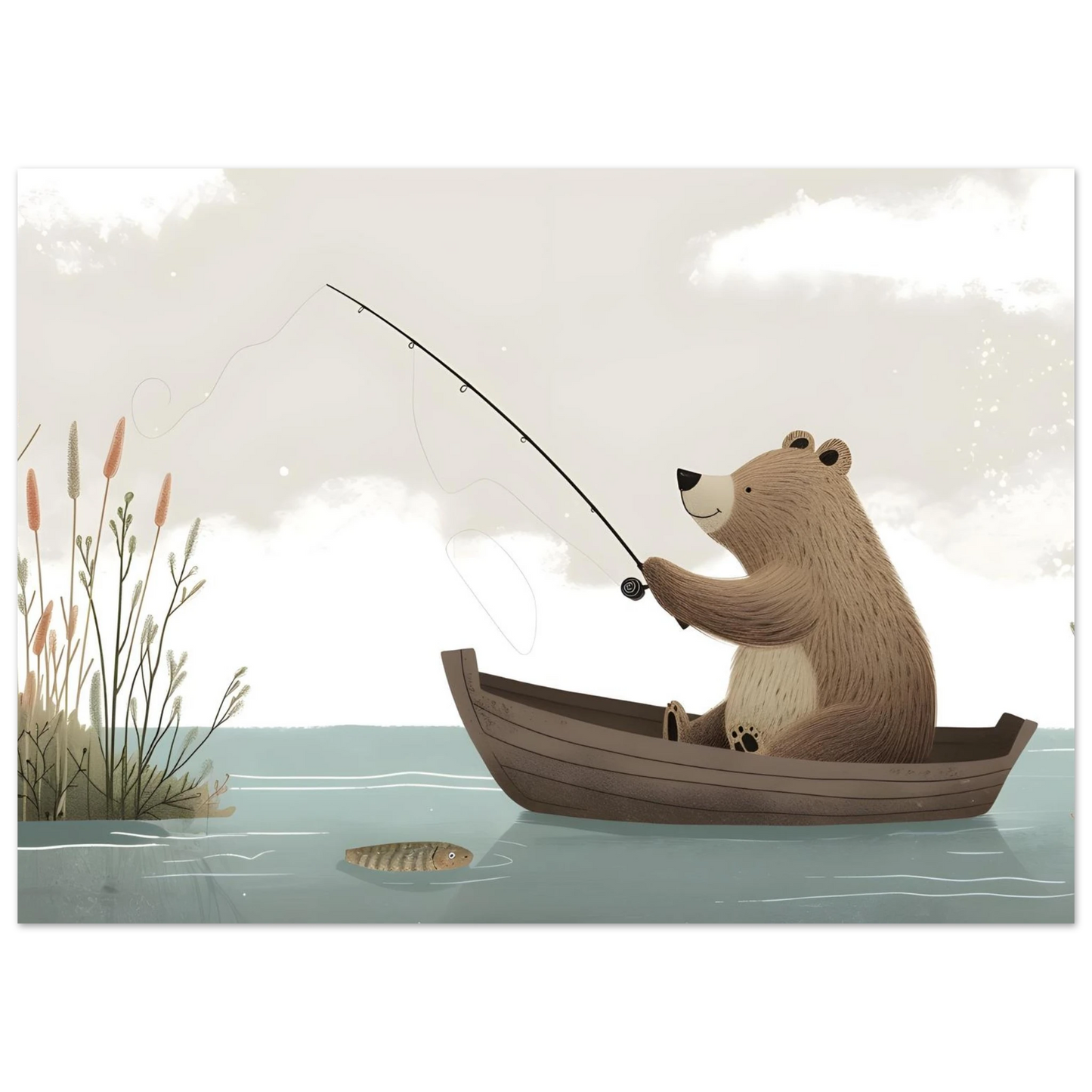 Fishing Teddy Bear - Poster - Arthena