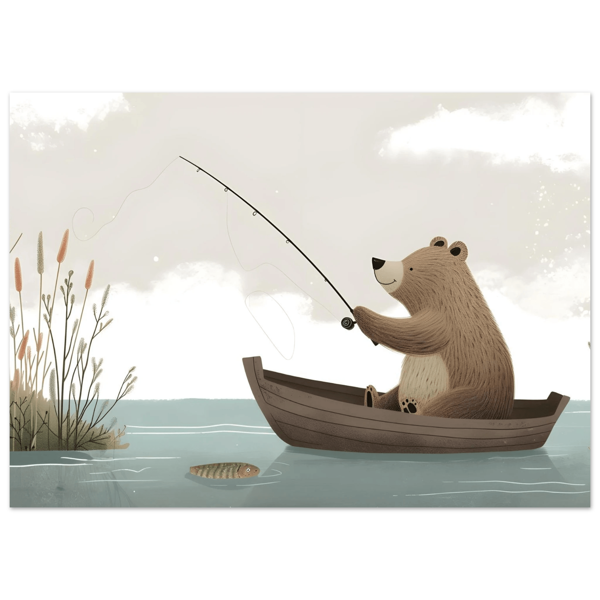 Fishing Teddy Bear - Poster - Arthena
