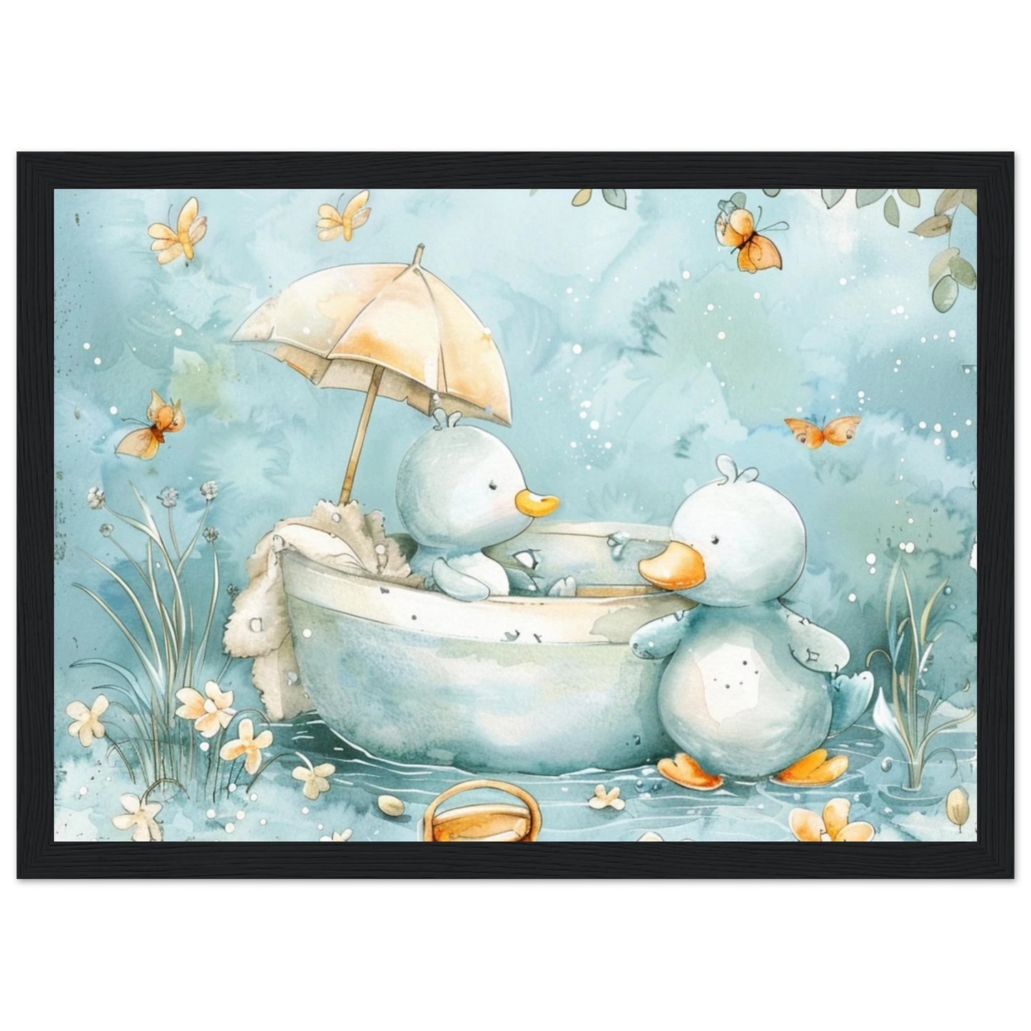 Bathing Ducks - poster - Arthena