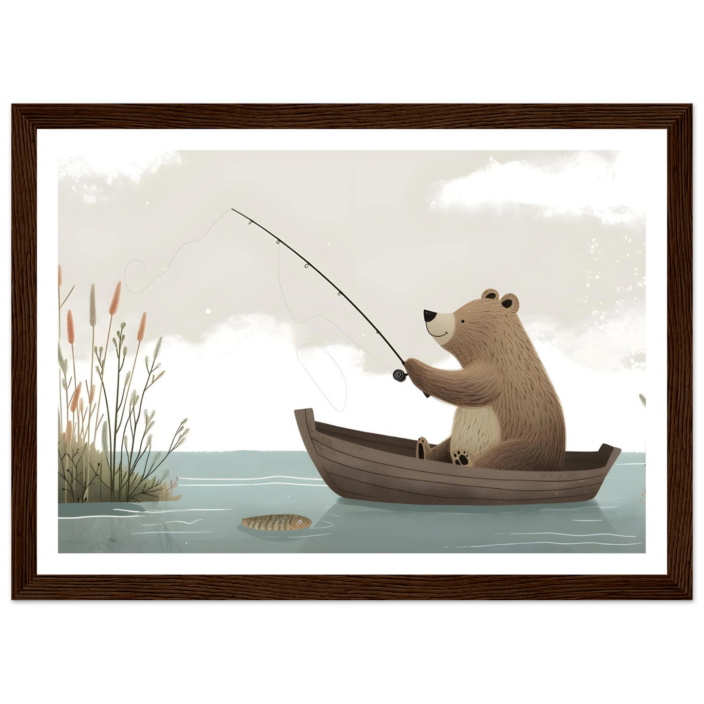 Fishing Teddy Bear - Poster - Arthena