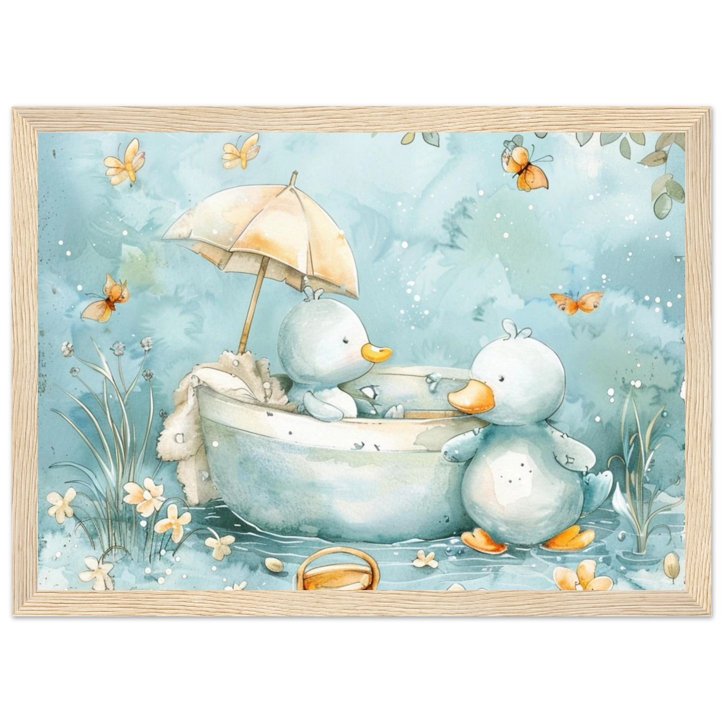 Bathing Ducks - poster - Arthena
