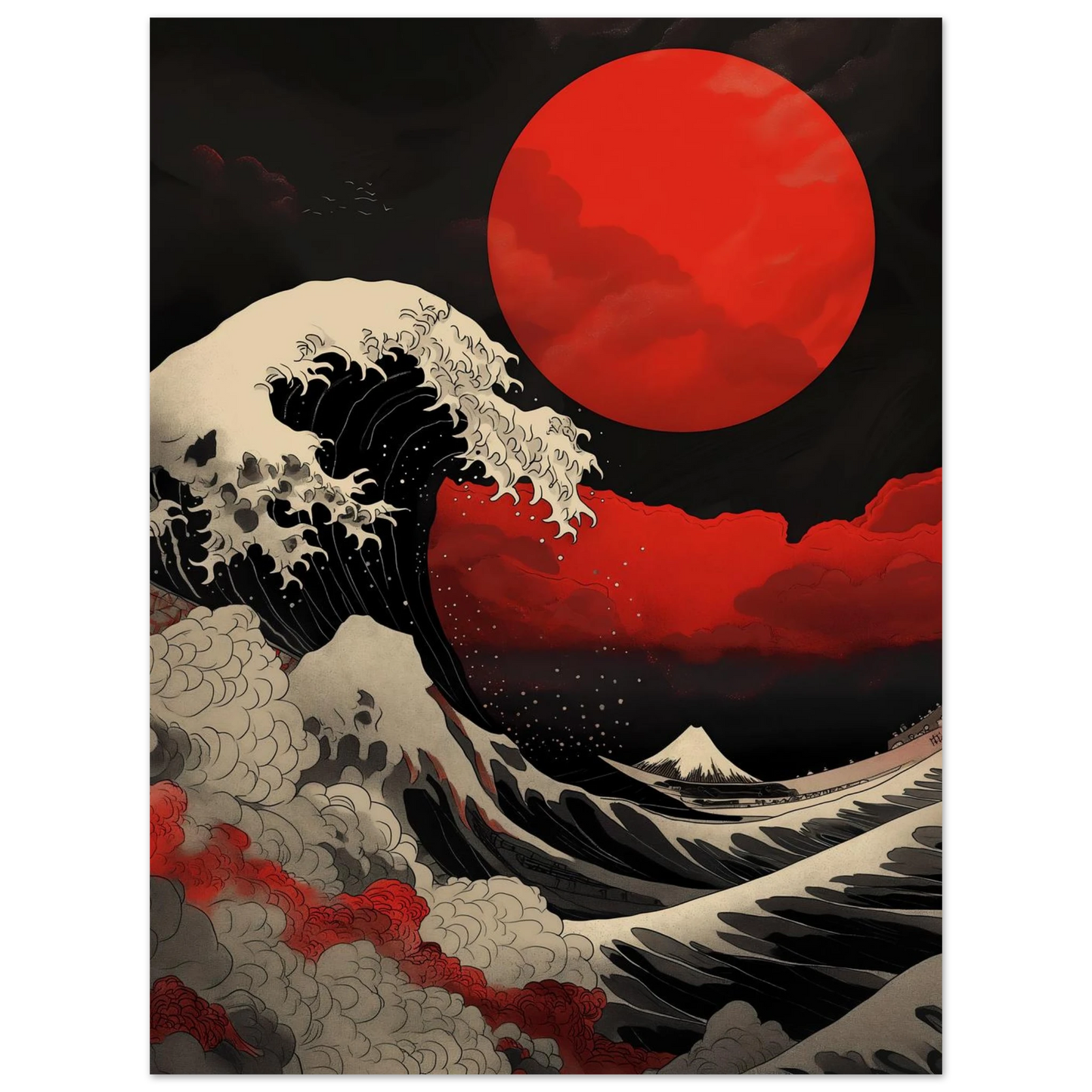 Red Sun over Turbulent Seas - Poster - Arthena