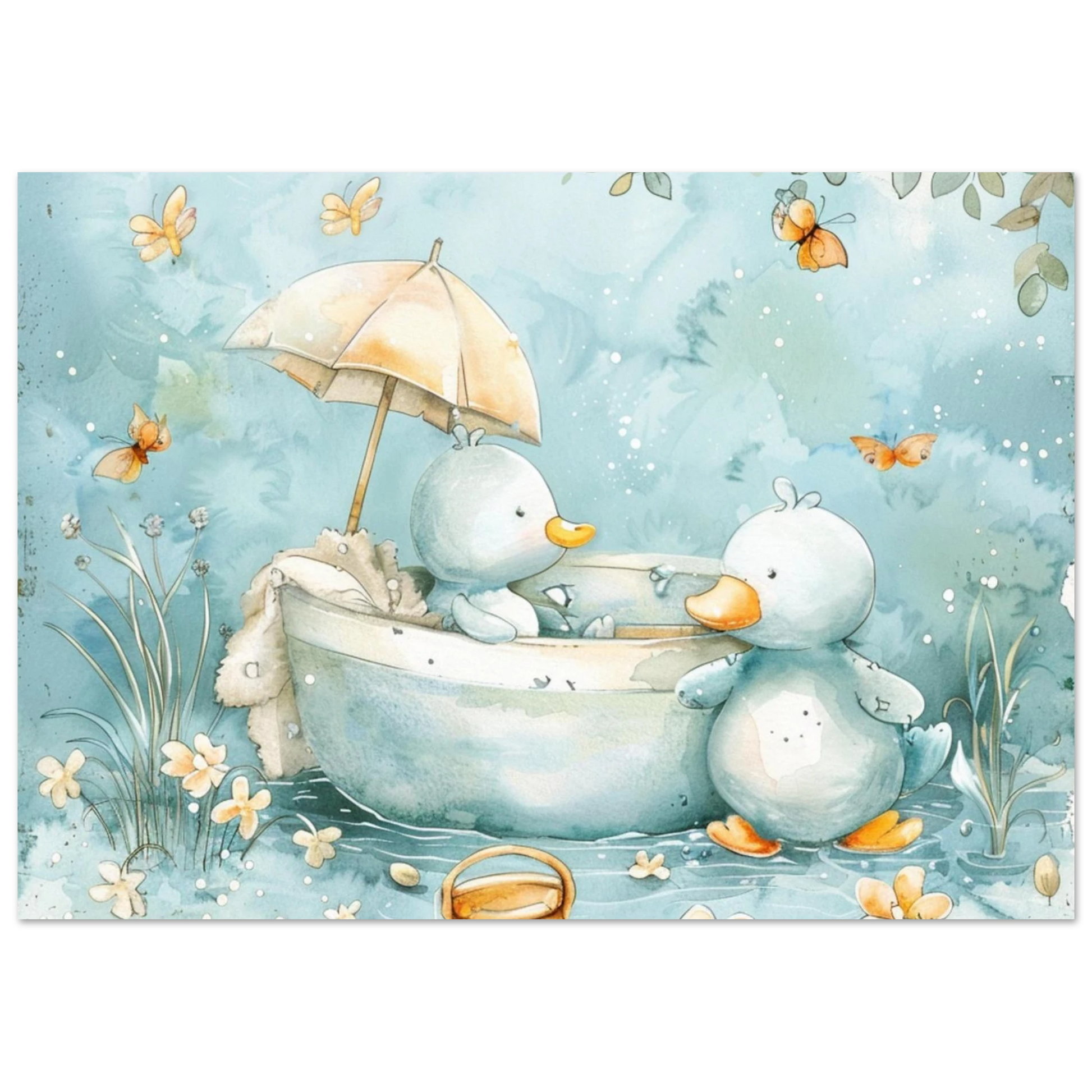 Bathing Ducks - poster - Arthena