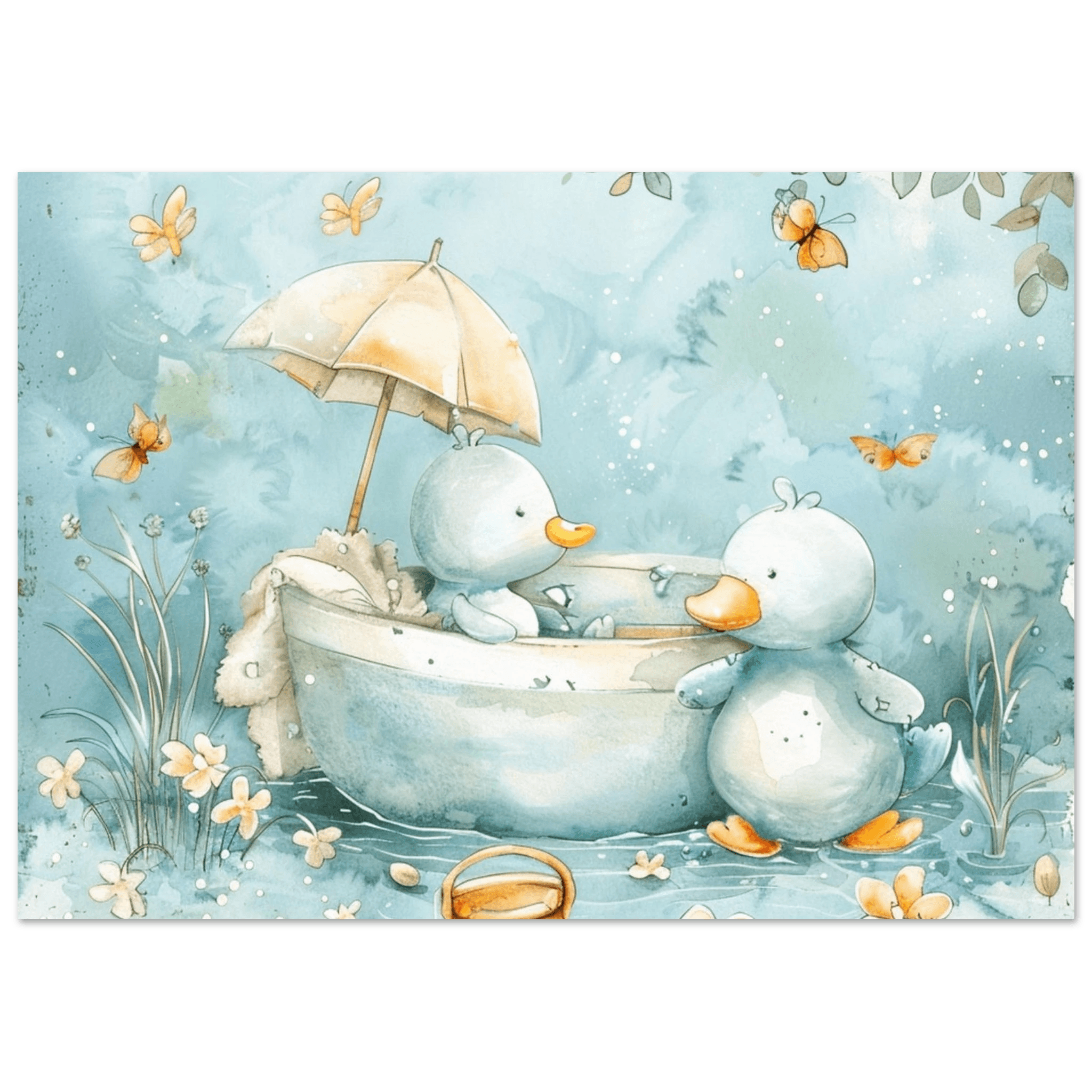 Bathing Ducks - poster - Arthena