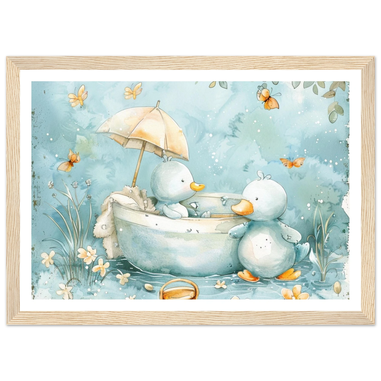 Bathing Ducks - poster - Arthena