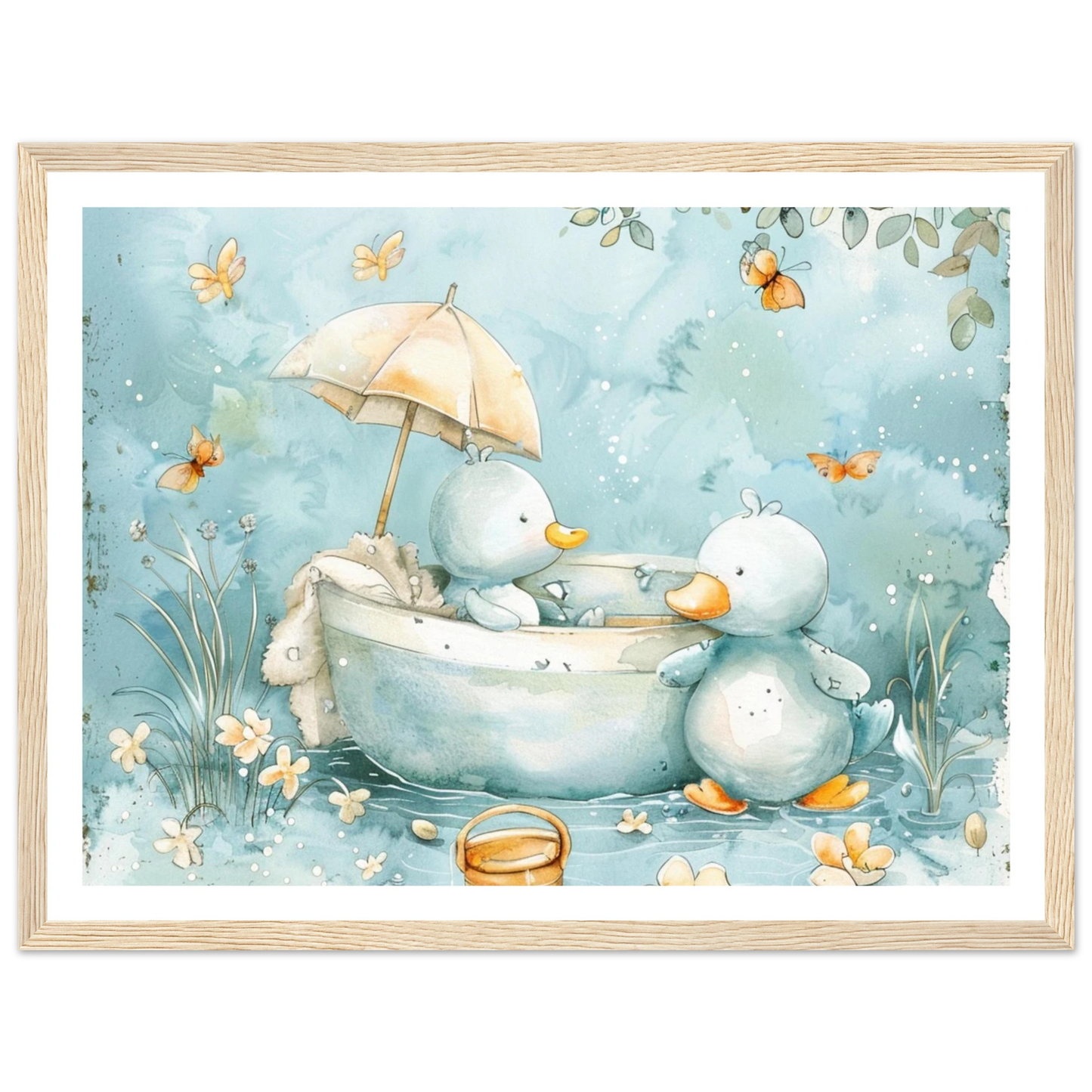 Bathing Ducks - poster - Arthena