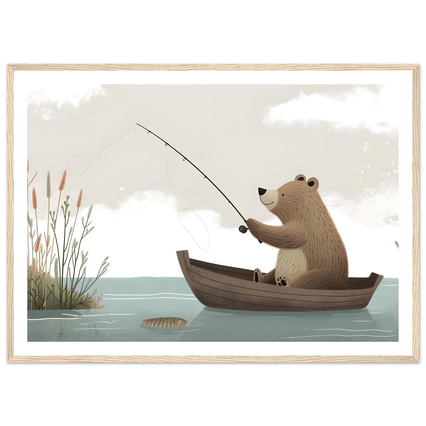 Fishing Teddy Bear - Poster - Arthena