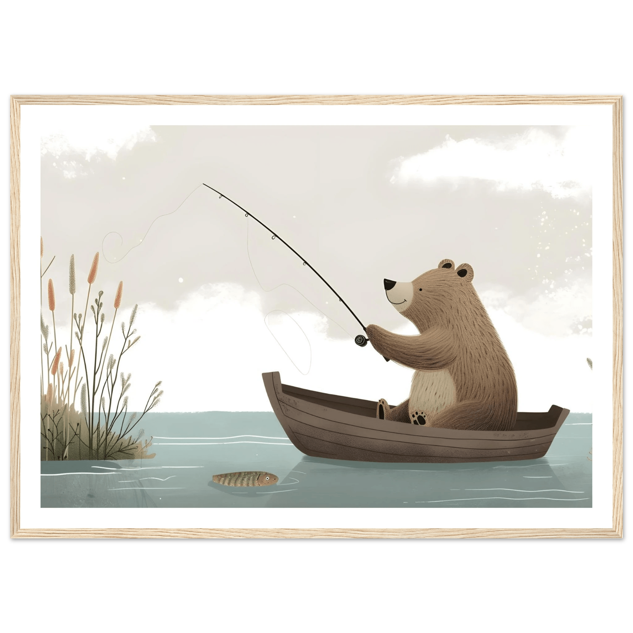 Fishing Teddy Bear - Poster - Arthena