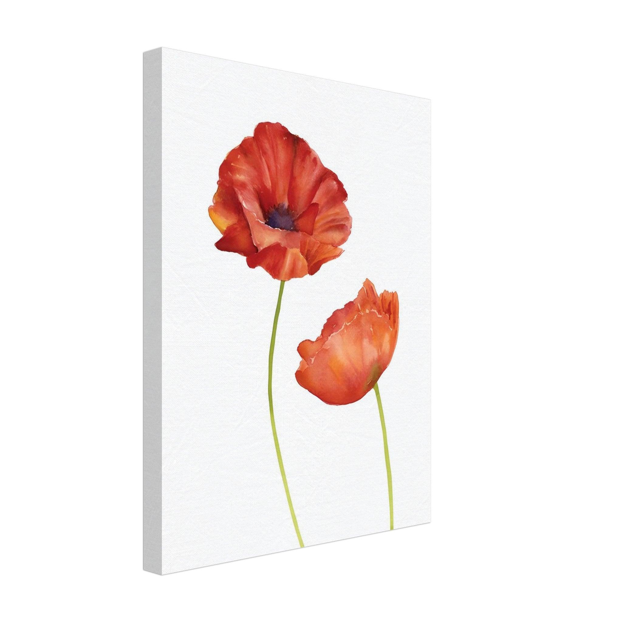 Watercolor Red Poppies - Canvas - Arthena