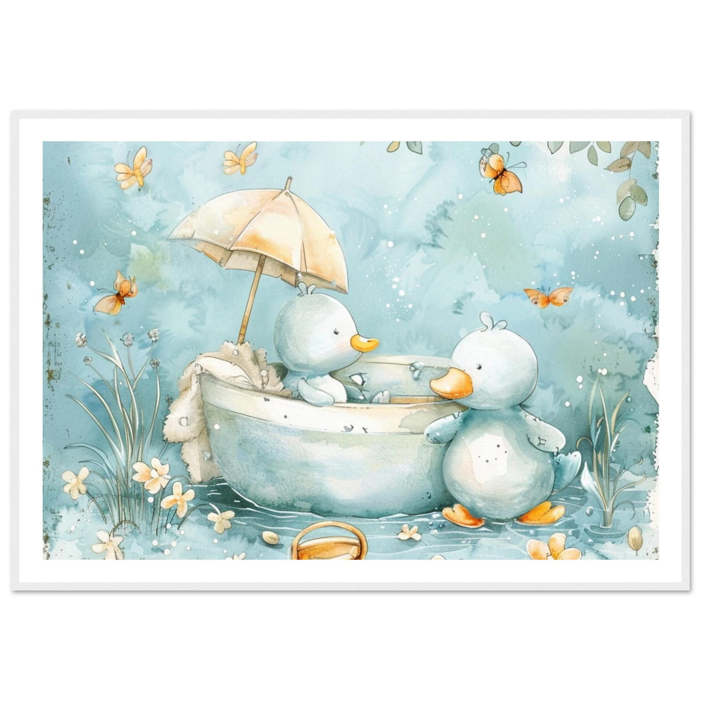 Bathing Ducks - poster - Arthena