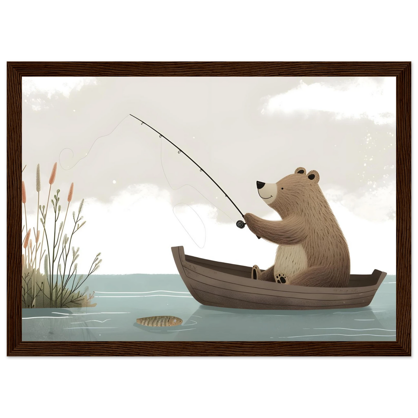Fishing Teddy Bear - Poster - Arthena
