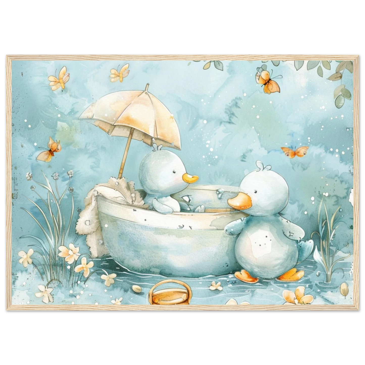 Bathing Ducks - poster - Arthena