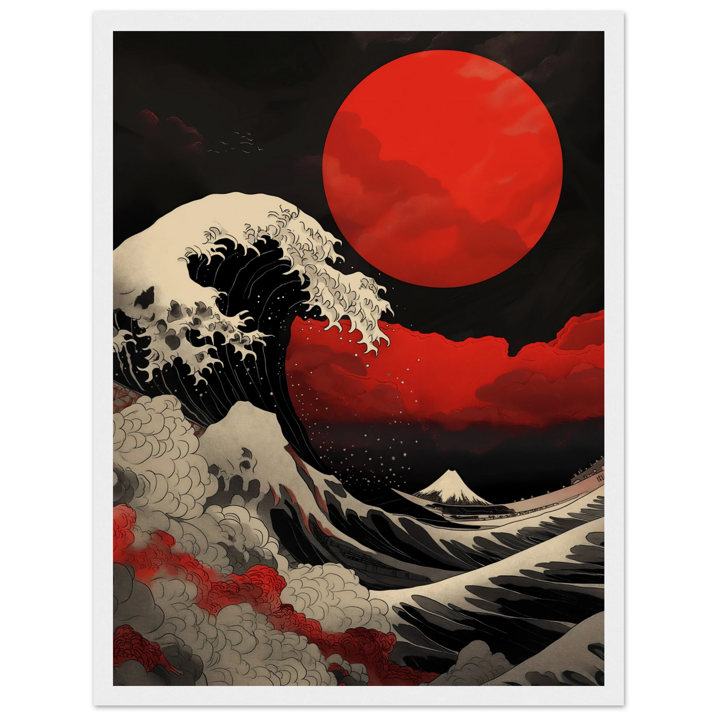 Red Sun over Turbulent Seas - Poster - Arthena