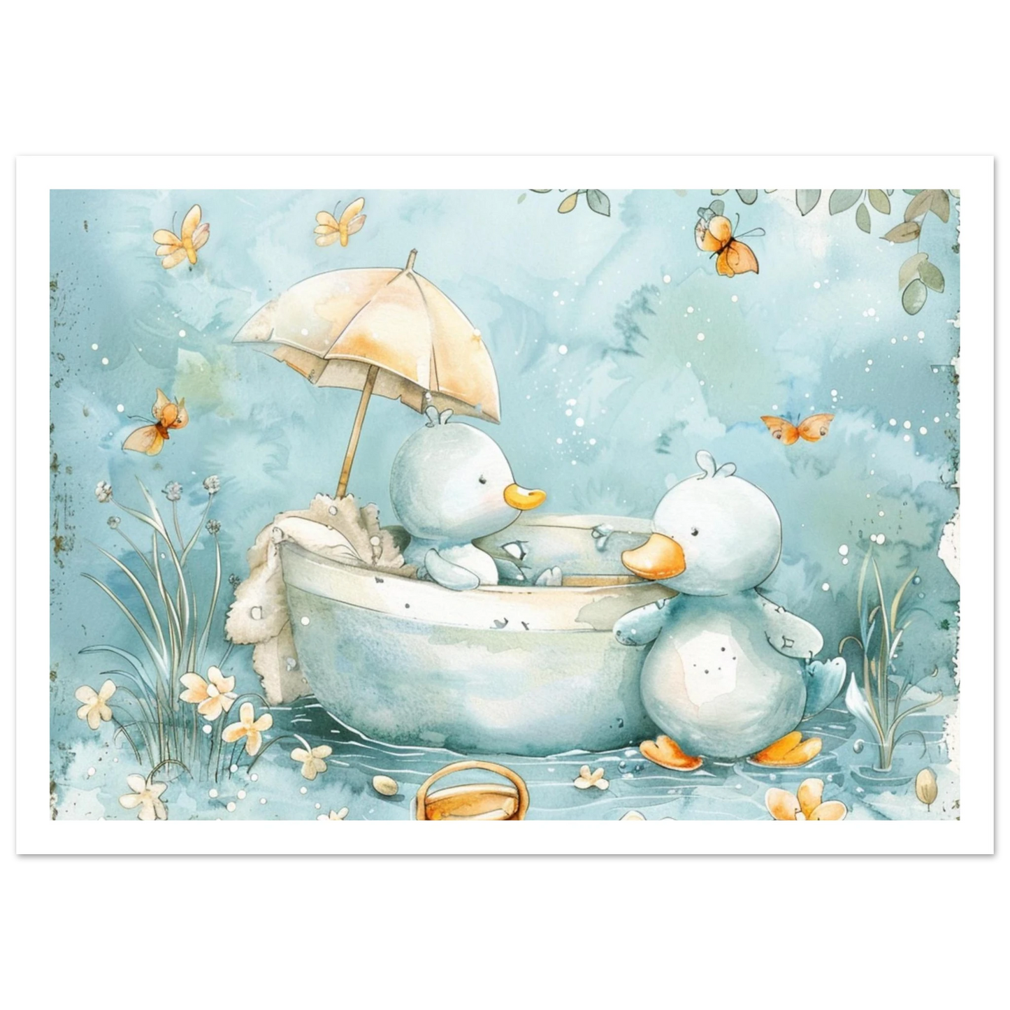 Bathing Ducks - poster - Arthena