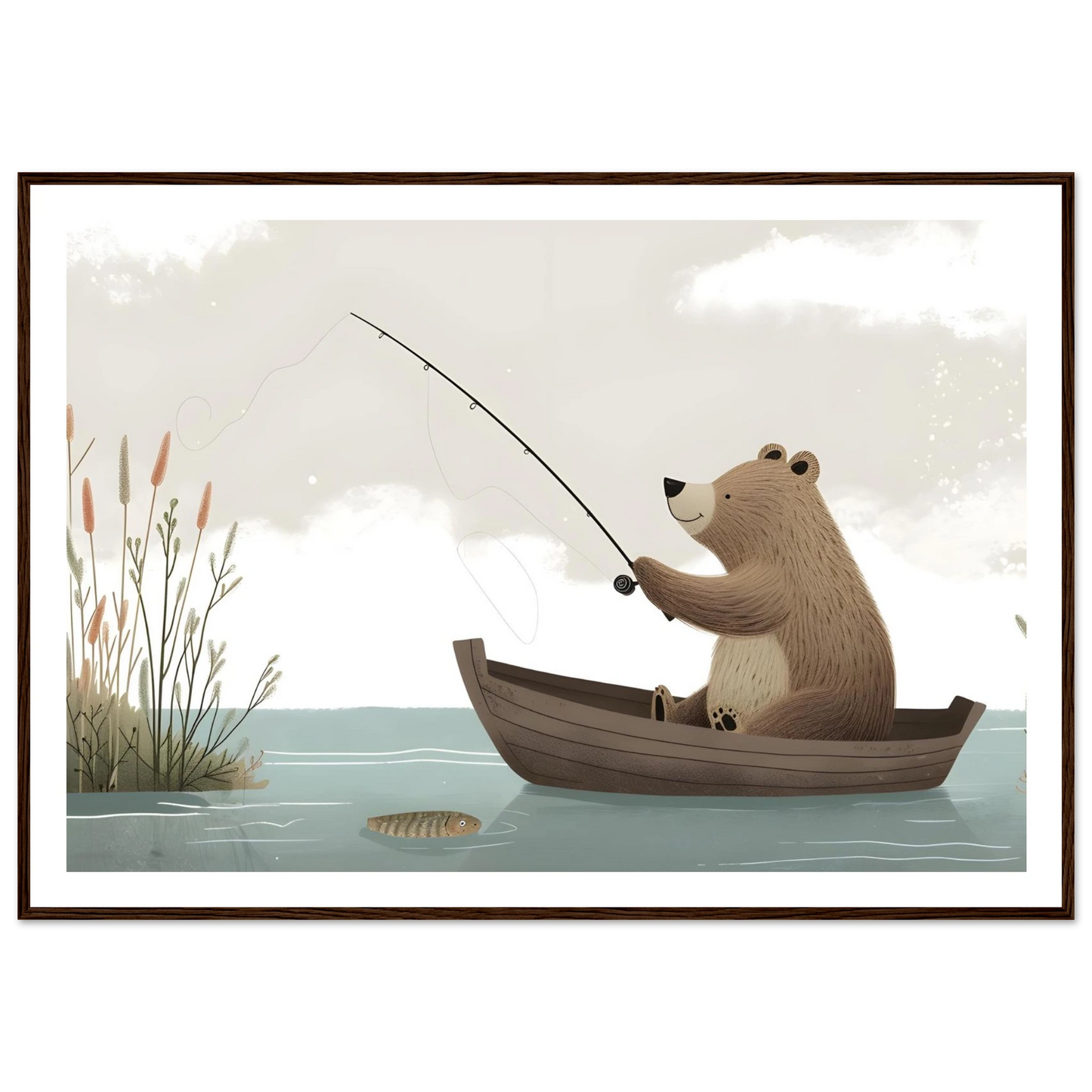 Fishing Teddy Bear - Poster - Arthena