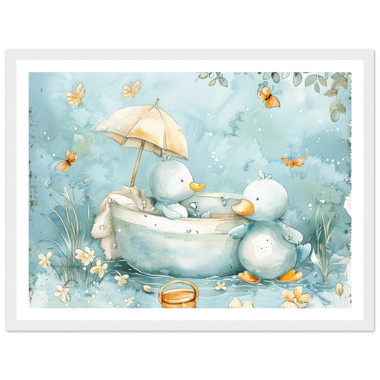 Bathing Ducks - poster - Arthena