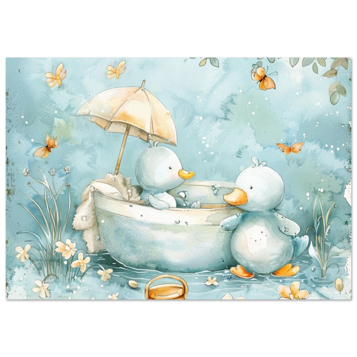 Bathing Ducks - poster - Arthena