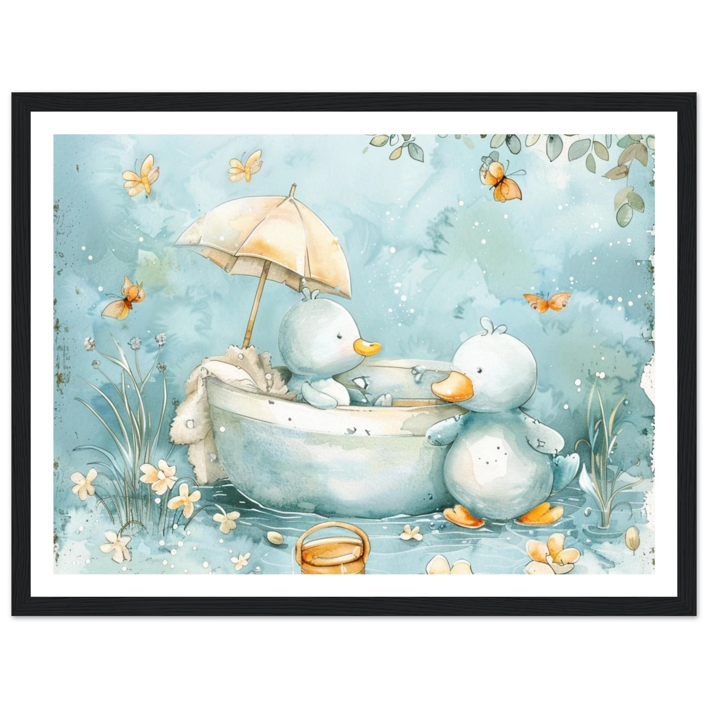 Bathing Ducks - poster - Arthena