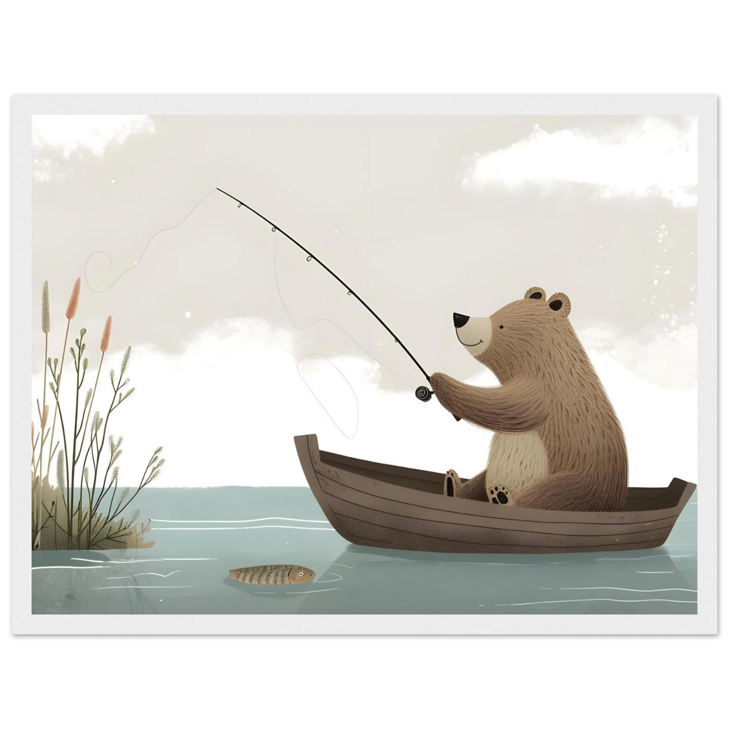 Fishing Teddy Bear - Poster - Arthena