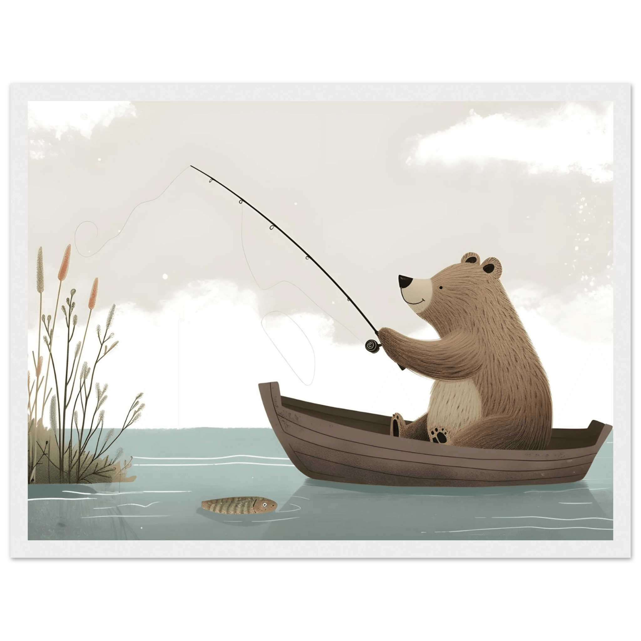 Fishing Teddy Bear - Poster - Arthena
