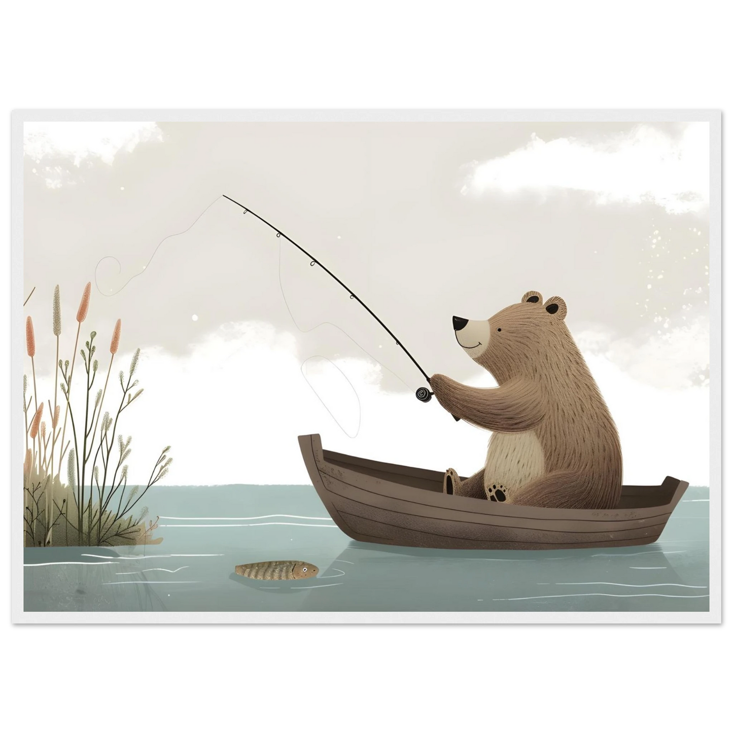 Fishing Teddy Bear - Poster - Arthena