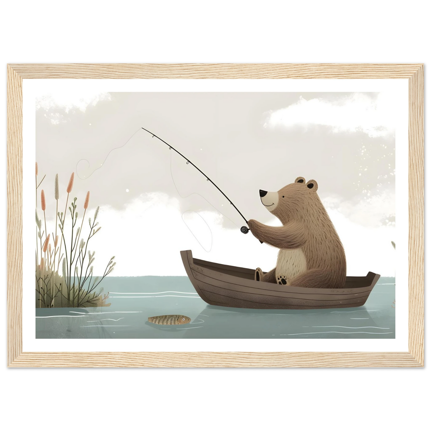 Fishing Teddy Bear - Poster - Arthena