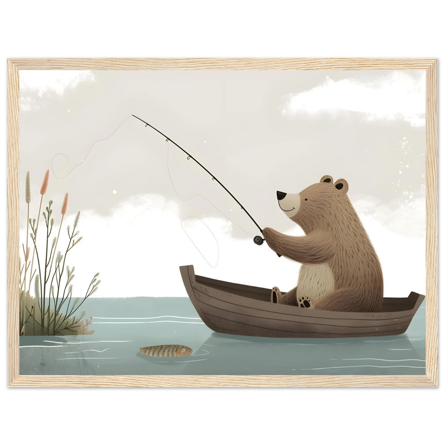 Fishing Teddy Bear - Poster - Arthena