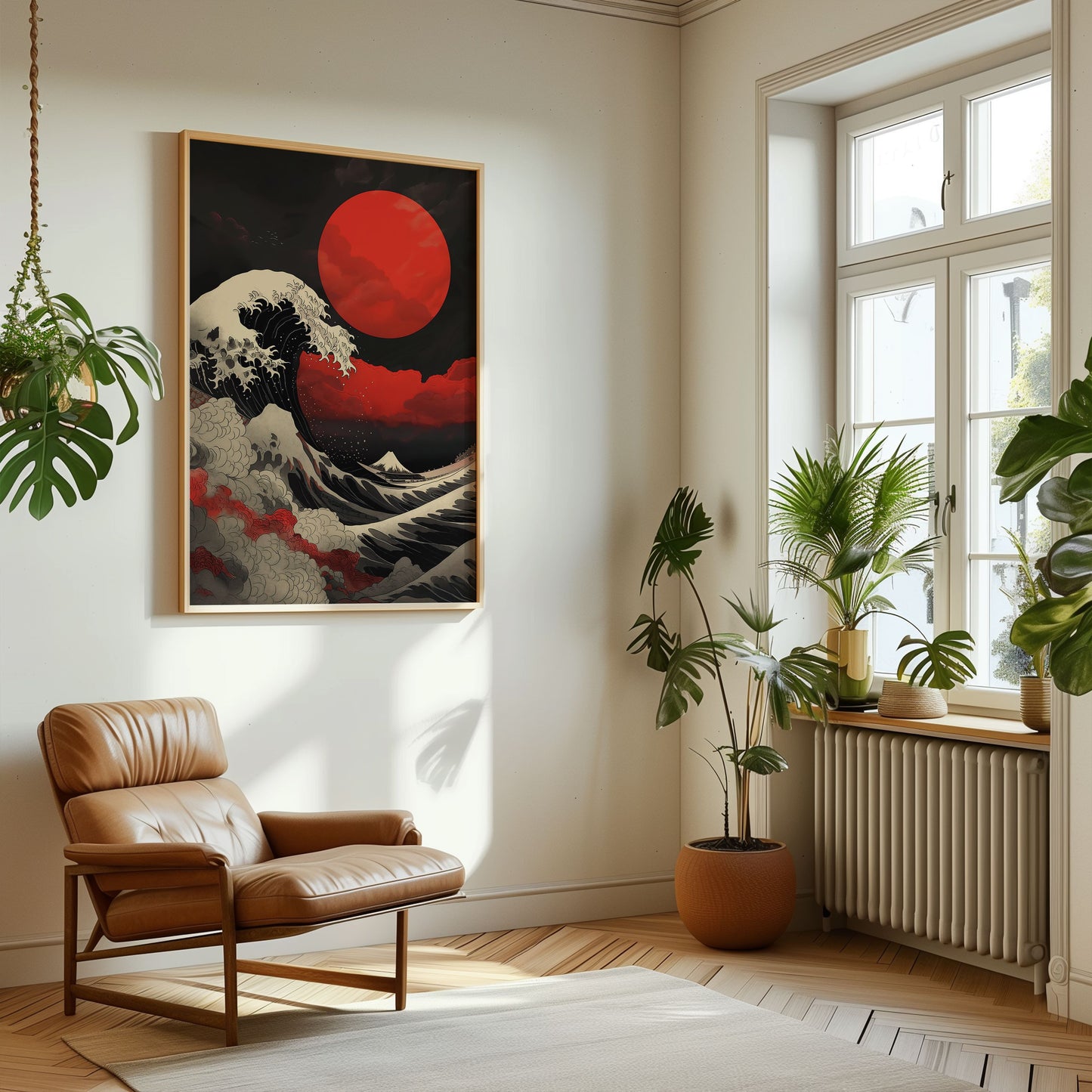 Red Sun over Turbulent Seas - Poster - Arthena