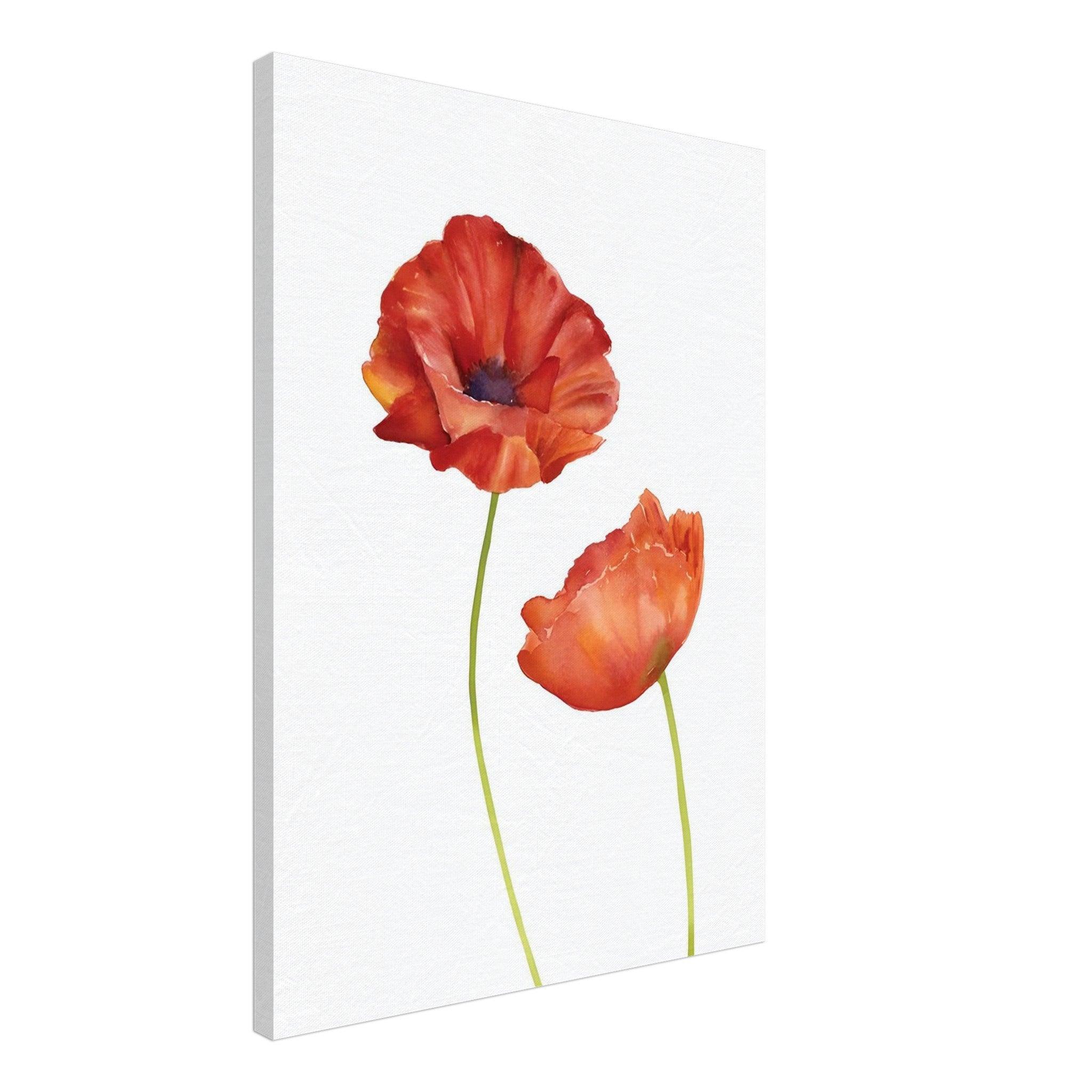Watercolor Red Poppies - Canvas - Arthena