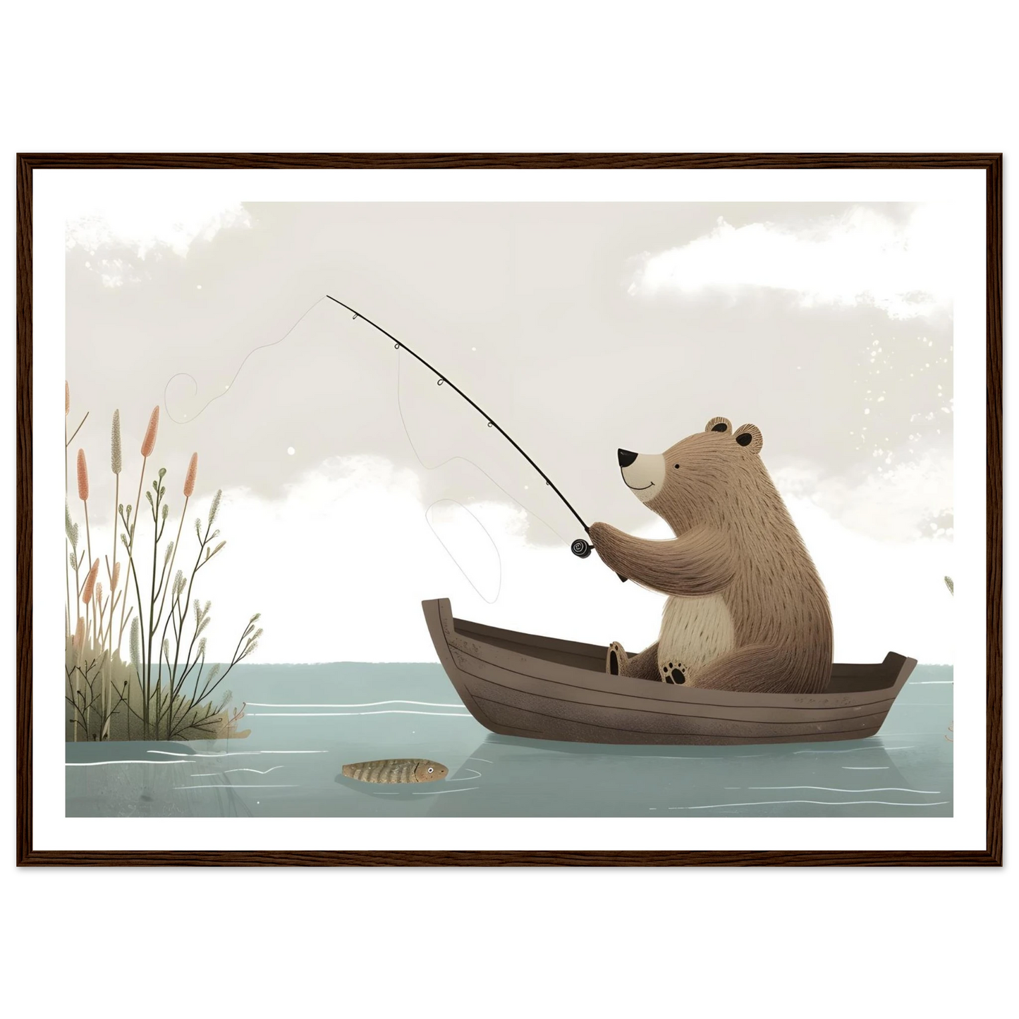 Fishing Teddy Bear - Poster - Arthena
