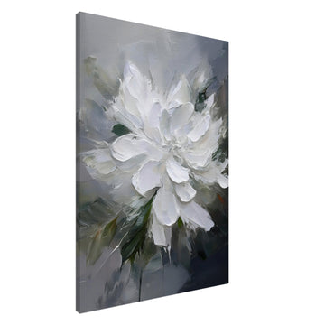 Canvastavla – Abstrakt oljemålning med vita blomblad 70x100cm | Arthena