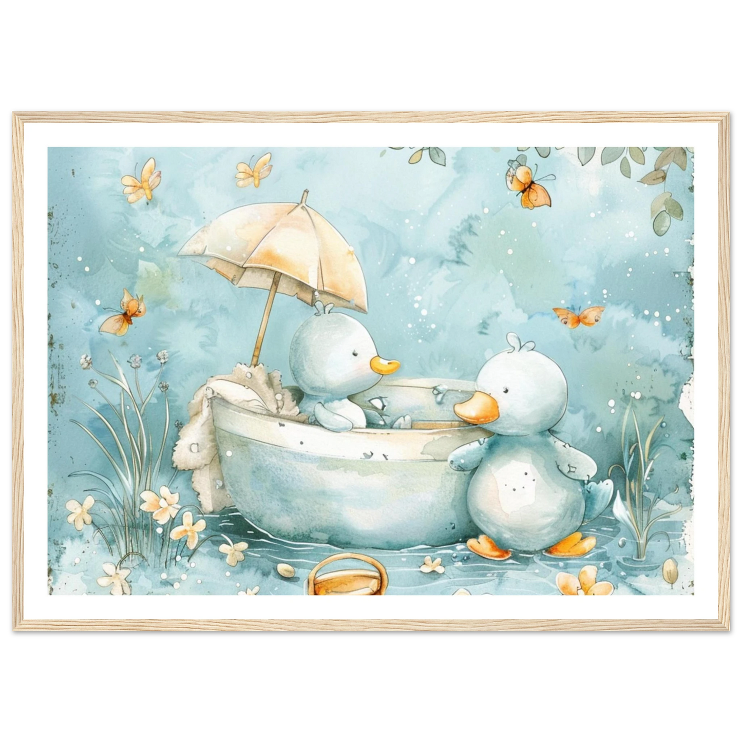 Bathing Ducks - poster - Arthena
