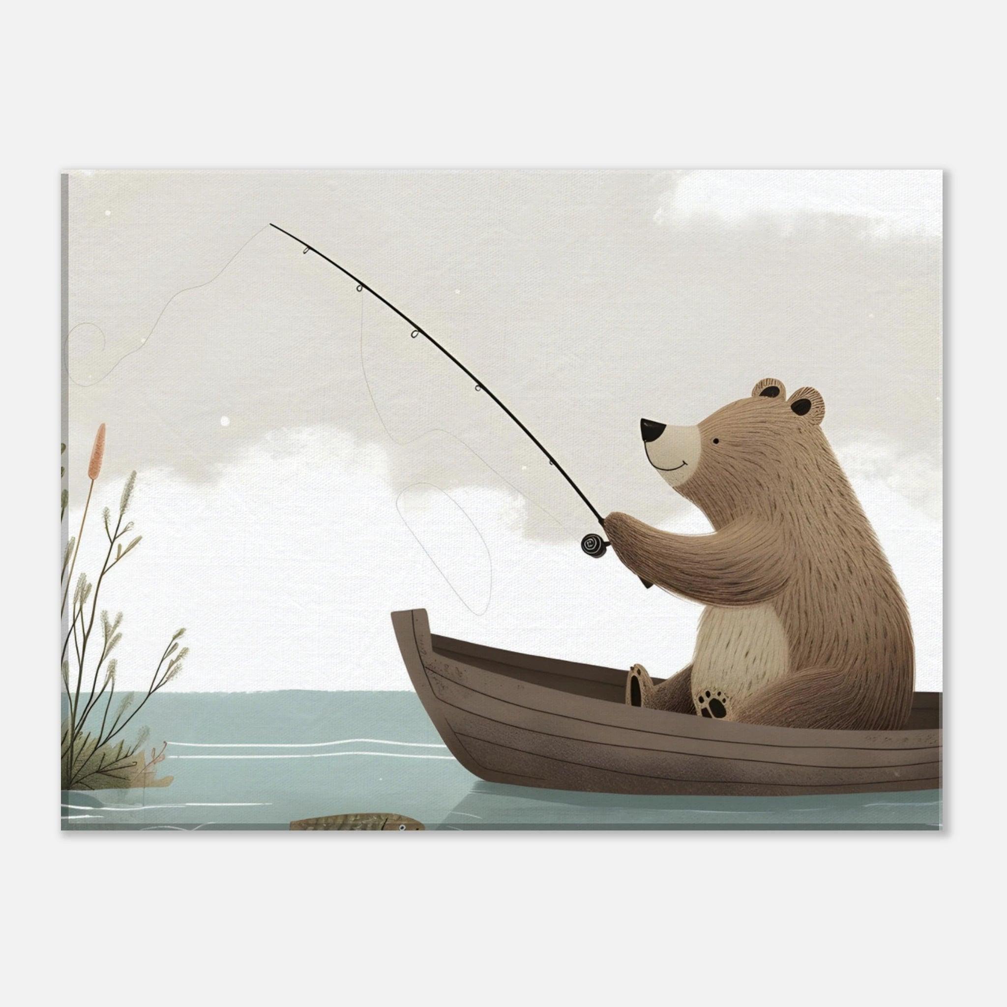 Fishing teddy bear - Canvas - Arthena