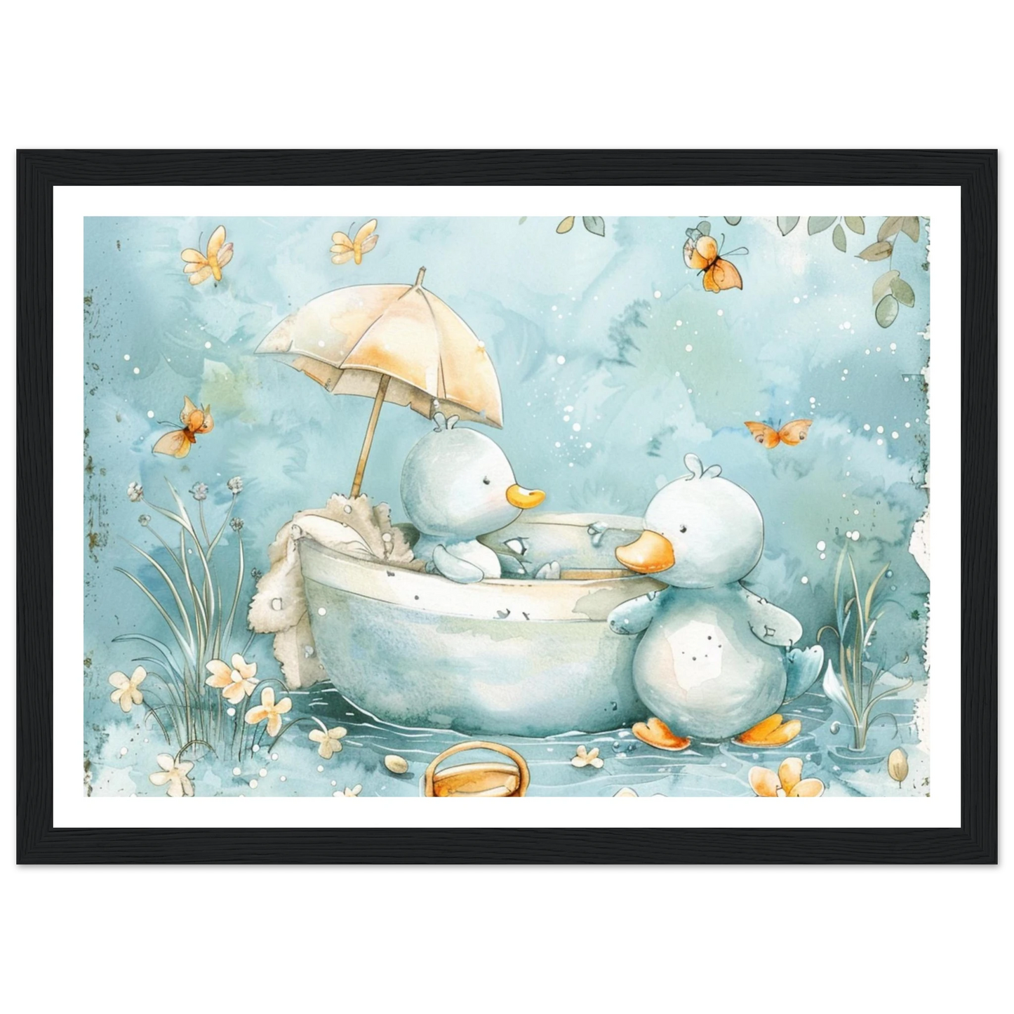 Bathing Ducks - poster - Arthena