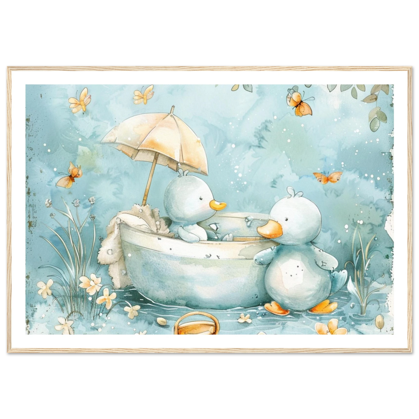 Bathing Ducks - poster - Arthena