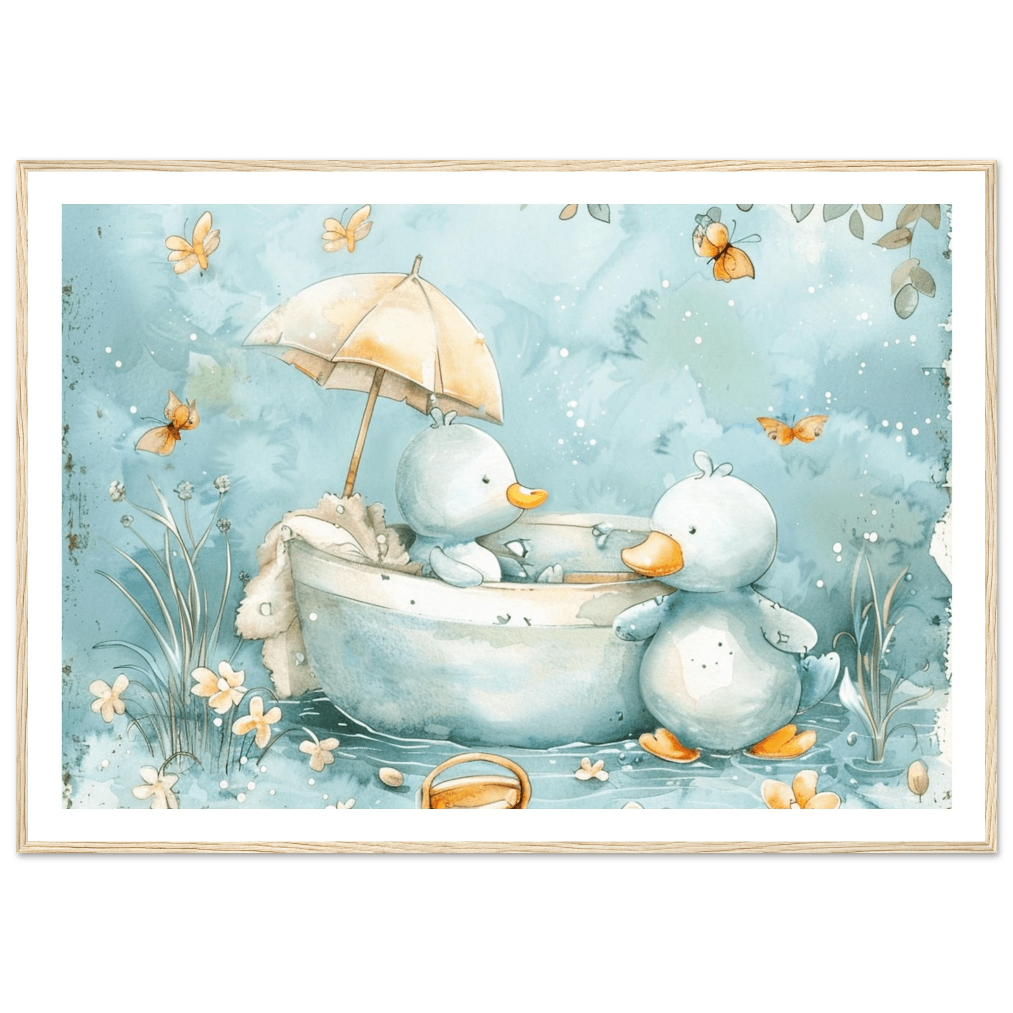 Bathing Ducks - poster - Arthena